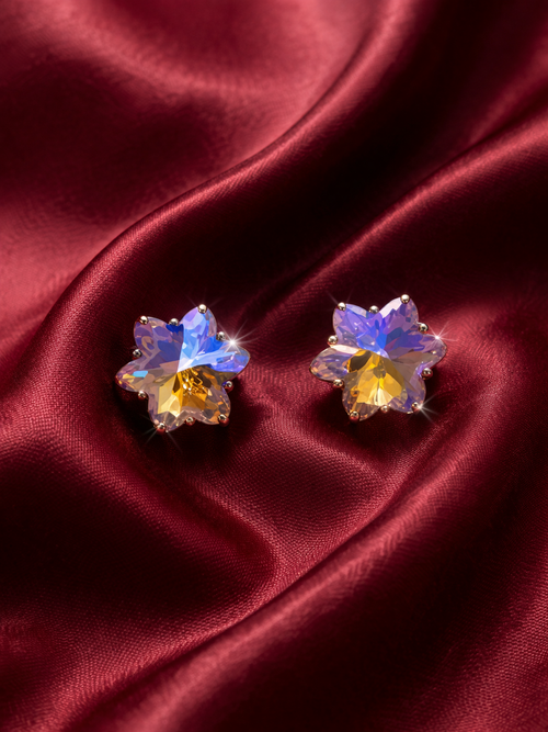 Aurora Crystal Flower Stud Earrings